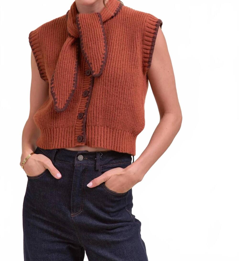NEW &MERCI dunne sleeveless sweater in brown